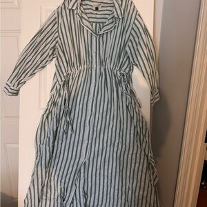 Universal Thread Green and White Striped Maxi Dress